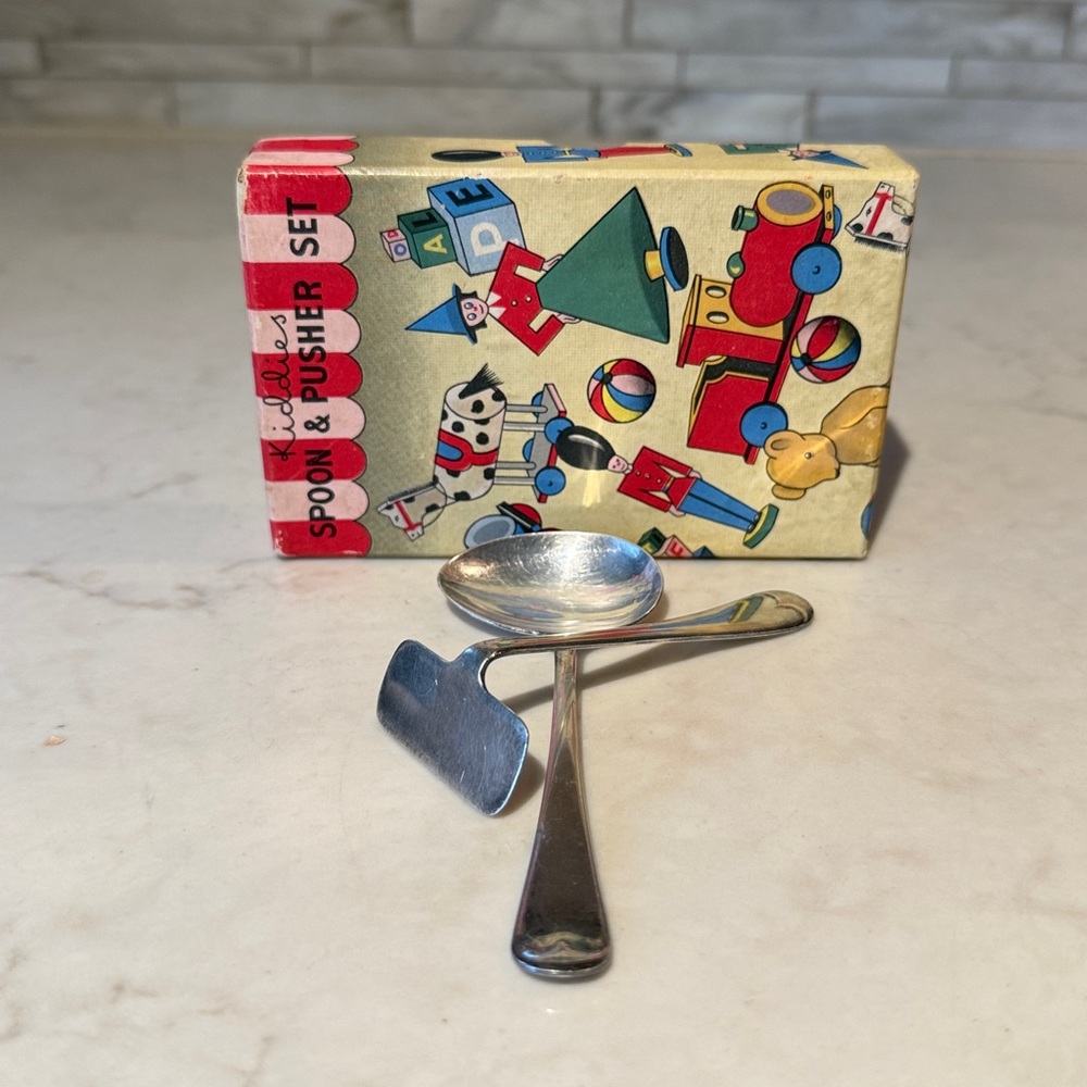 Sheffield England Vintage Child’s Spoon & Pusher Set
